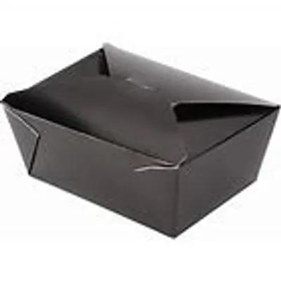 Bio-Pak® #4 Take-Out Box Fold-Top 8.75X6.5X3.5 IN Paper Black Rectangle 160/Case