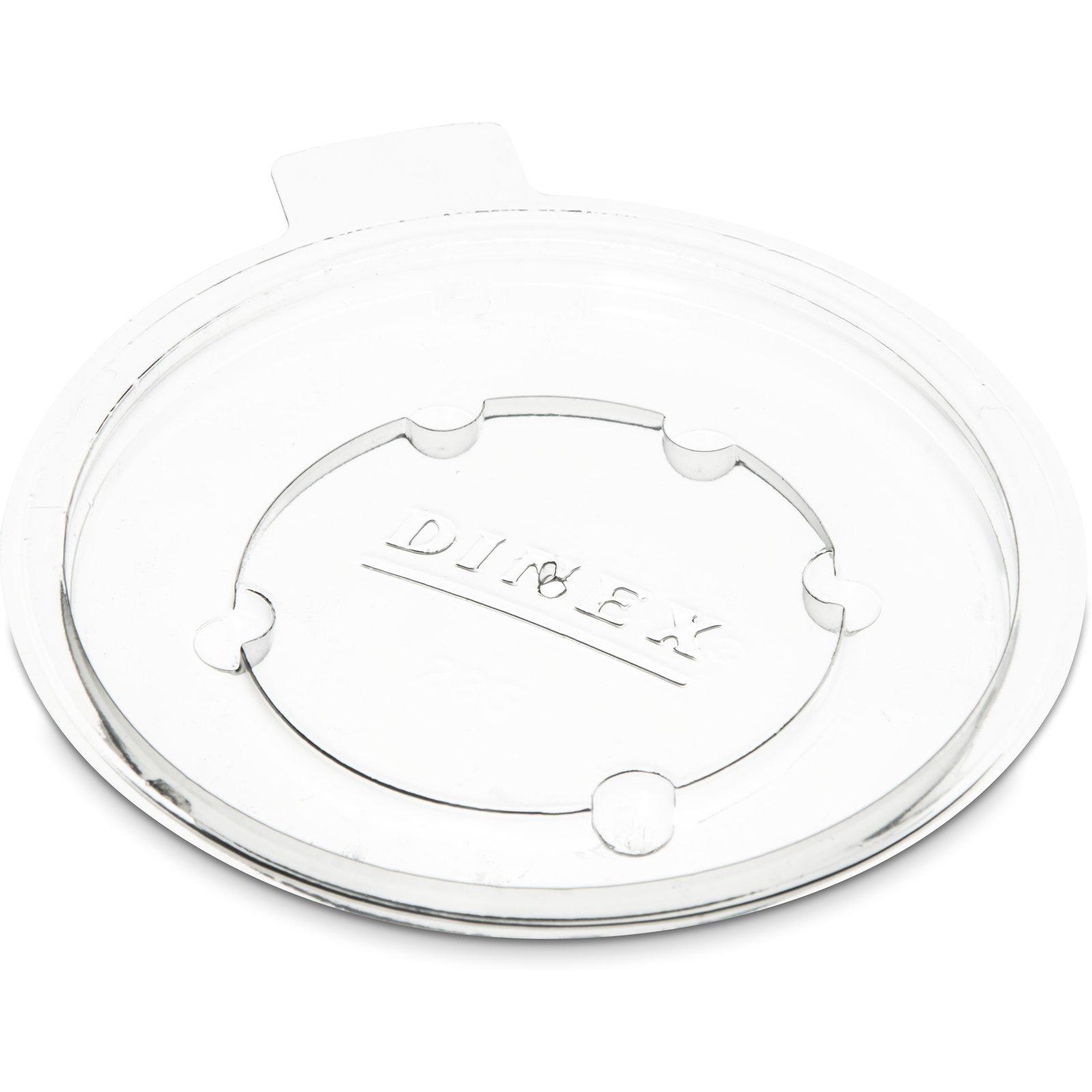Dinex® Lid Flat PS Translucent For 8-10-9.5-20 OZ Cup No Hole 2000/Case