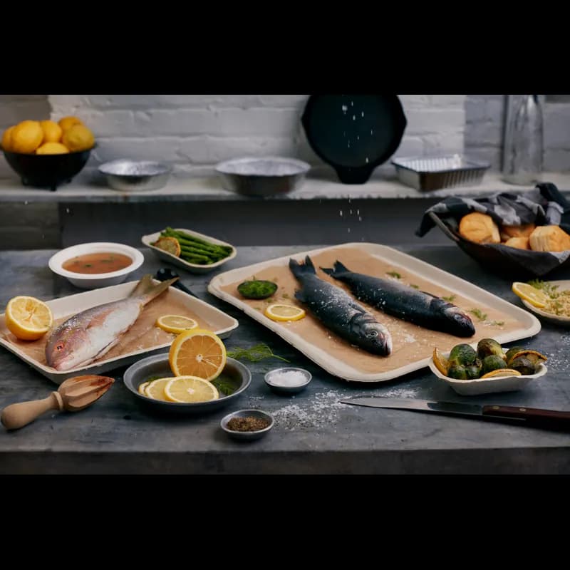 Cafeteria & School Lunch Tray Base 9X12X1 IN Molded Fiber Natural Rectangle 250/Case