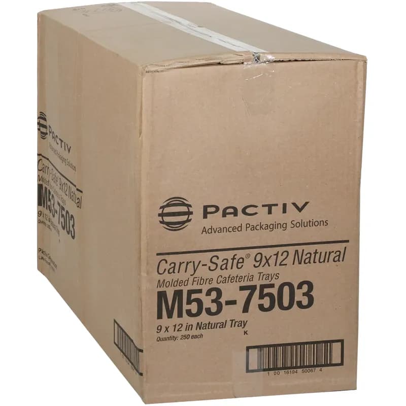 Cafeteria & School Lunch Tray Base 9X12X1 IN Molded Fiber Natural Rectangle 250/Case