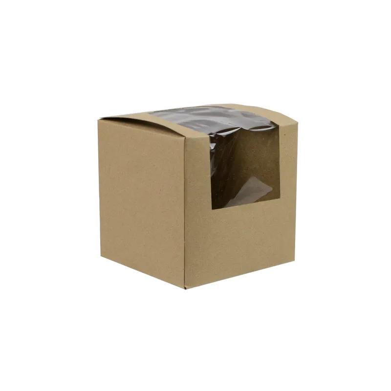 VIEWit Bakery Box 4X4X4 IN Kraft Waterfall Automatic Bottom With Window 175/Case