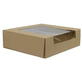 VIEWit Bakery Box 8X8X2.5 IN Kraft 4 Corner Beers Waterfall With Window 150/Case