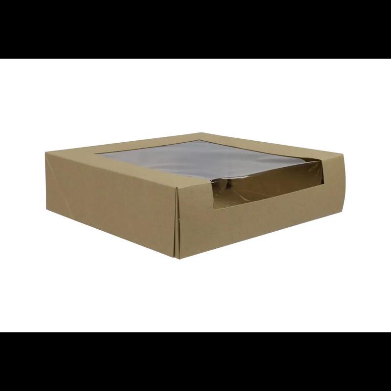 VIEWit Bakery Box 9X9X2.5 IN Kraft 4 Corner Beers Waterfall With Window 150/Case