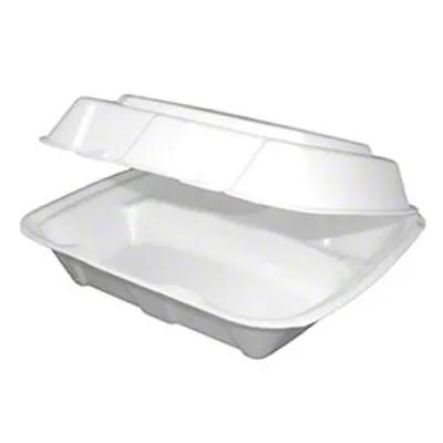 Regal Take-Out Container Hinged 9.5X9.25X3.75 IN Polystyrene Foam White Square Vented Grease Resistant 200/Case