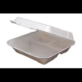 Regal Take-Out Container Hinged 9.5X9.25X3.75 IN 3 Compartment Polystyrene Foam White Vented Grease Resistant 200/Case