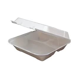 Regal Take-Out Container Hinged 9X9X4 IN 3 Compartment Polystyrene Foam White Vented Grease Resistant 200/Case