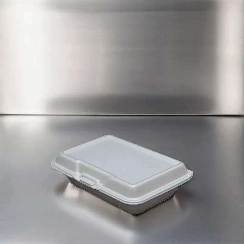Ceres Take-Out Container Hinged 9.25X6.38X2.88 IN Polystyrene Foam White Deep Not Vented Grease Resistant 200/Case