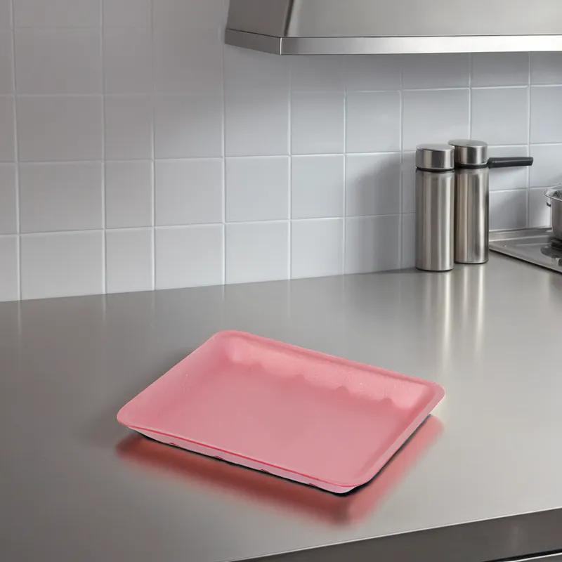 4S Meat Tray 7.25X9.25X0.63 IN Polystyrene Foam Rose Rectangle 500/Case