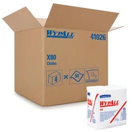 WypAll® X80 Cleaning Towel 12.5X12 IN Heavy Duty HydroKnit White 1/4 Fold 50 Count/Pack 4 Packs/Case 200 Count/Case