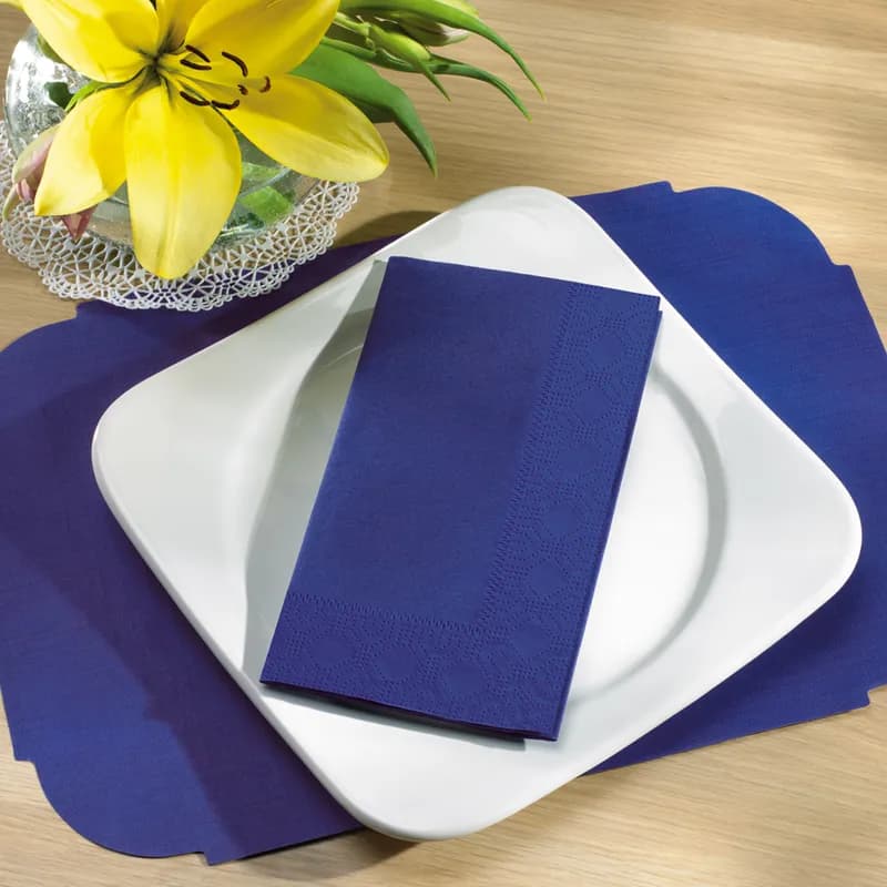 Dinner Napkins 15X17 IN Blue Paper 2PLY 1/8 Fold 1000/Case