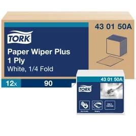 Tork Cleaning Wipe Unfolded: 13X12.5 IN Folded: 6.5X6.25 IN Paper White 1/4 Fold Refill Plus 90 Count/Pack 12 Packs/Case