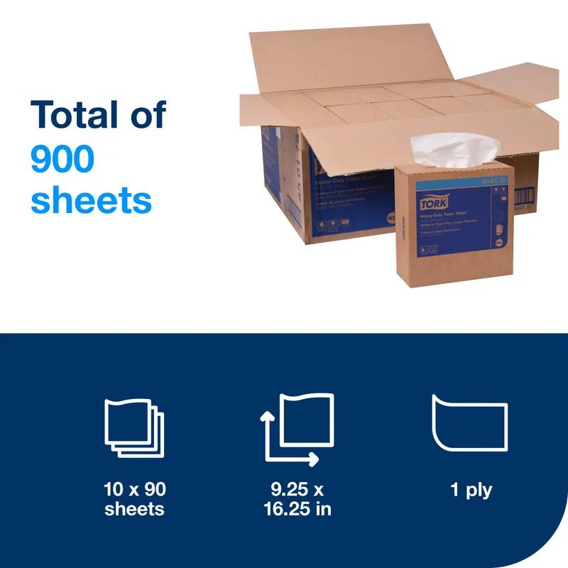 Tork Cleaning Wipe 16.25X9.25 IN Heavy Duty Paper White Interfold Refill 90 Sheets/Pack 10 Packs/Case 900 Count/Case