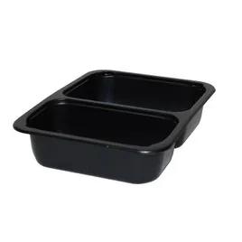 Take-Out Container Base 6.5X8.5X1.88 IN 2 Compartment CPET Black Rectangle Oven Safe 390/Case