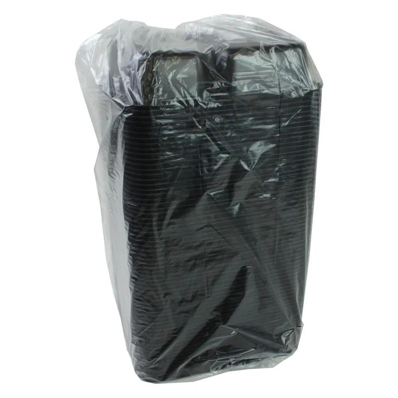 Take-Out Container Base 6.5X8.5X1.88 IN 2 Compartment CPET Black Rectangle Oven Safe 390/Case