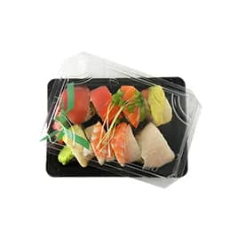 Sushi Take-Out Tray Base & Lid Combo 7X5 IN PLA Clear Black 300/Case