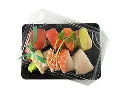 Sushi Take-Out Tray Base & Lid Combo 7X5 IN PLA Clear Black 300/Case
