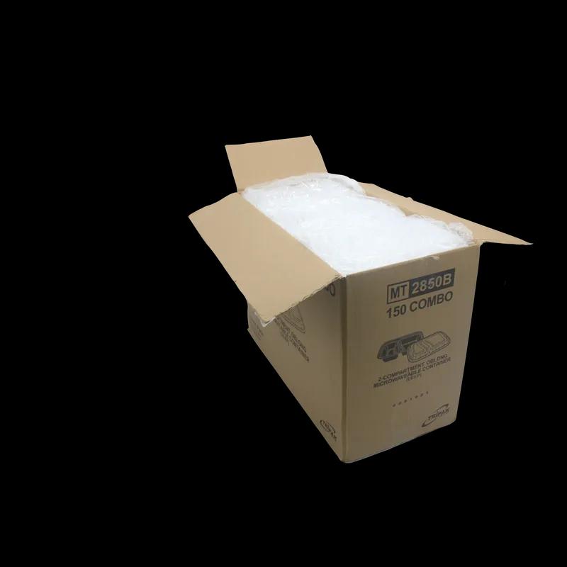 Take-Out Container Base & Lid Combo 30 OZ 2 Compartment Plastic Black Clear 150/Case