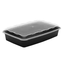 Take-Out Container Base & Lid Combo 48 OZ Plastic Black 100/Case