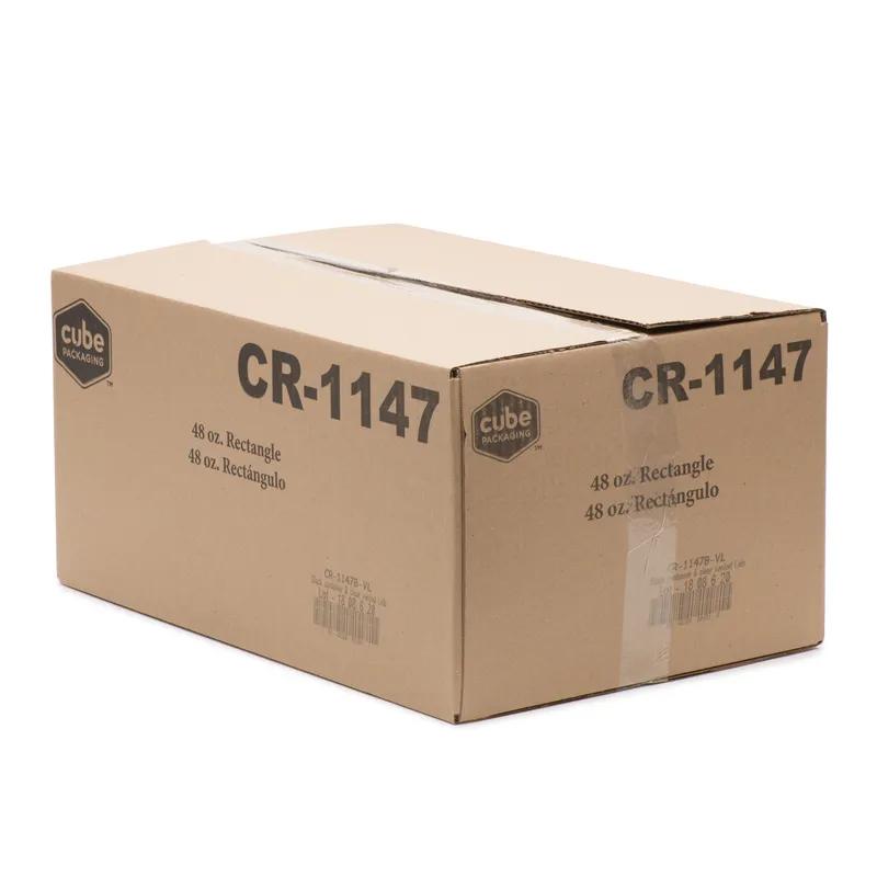 Take-Out Container Base & Lid Combo 48 OZ Plastic Black Rectangle 100/Case