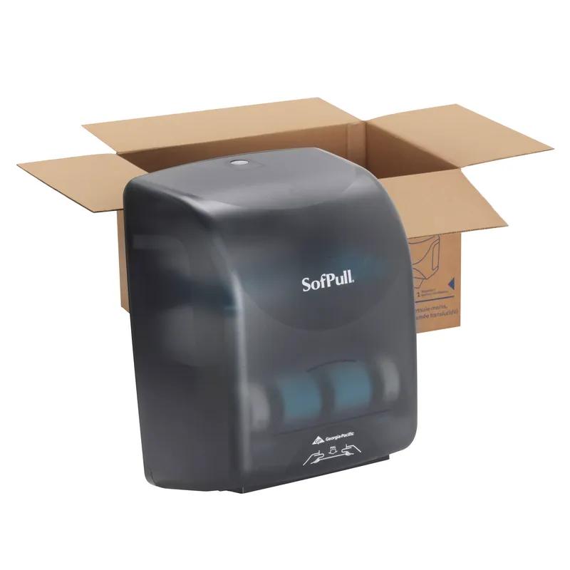 Sofpull® Paper Towel Dispenser Plastic Wall Mount Translucent Smoke Hard Roll Mechanical 1/Each