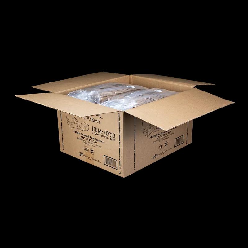 ChampPak #3 Take-Out Box Fold-Top 7.75X5.5X2.5 IN Kraft Vented 200/Case