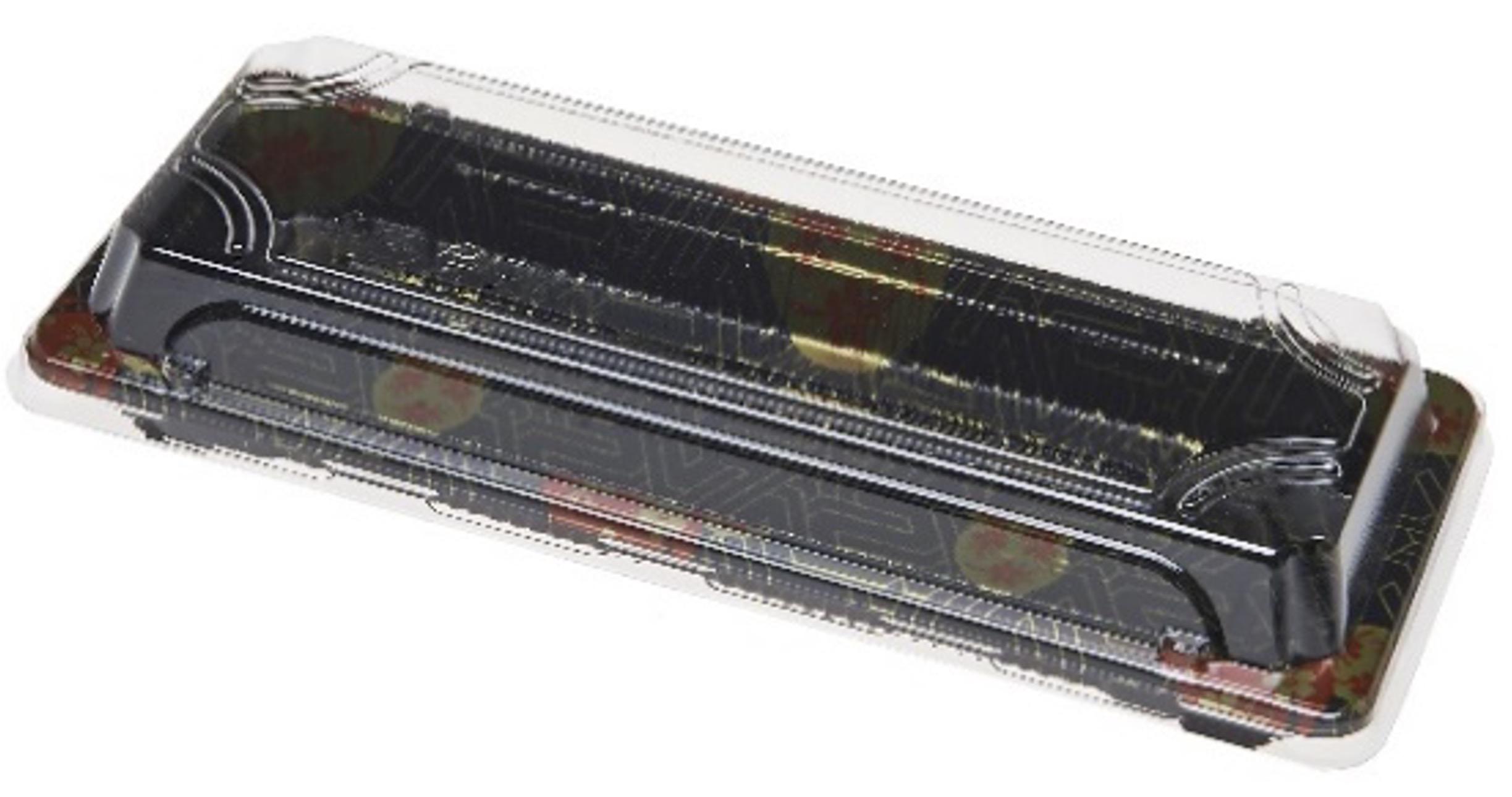 #1 Sushi Take-Out Tray Base & Lid Combo 8.5X3.5X0.75 IN Plastic 400/Case