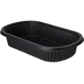 Carlisle Foodservice Products® ProEx Take-Out Container Base 9.5X6X1.88 IN PP Black Oval Microwave Safe 250/Case