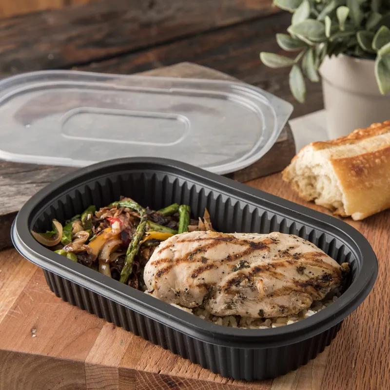 Carlisle Foodservice Products® ProEx Take-Out Container Base 9.5X6X1.88 IN PP Black Oval Microwave Safe 250/Case