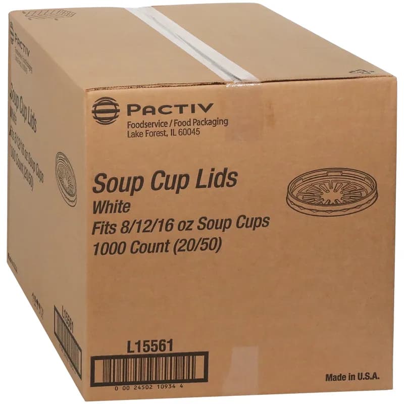 Lid Flat 3.9X0.5 IN HIPS OPS White Round For 8-12-16 OZ Container 1000/Case