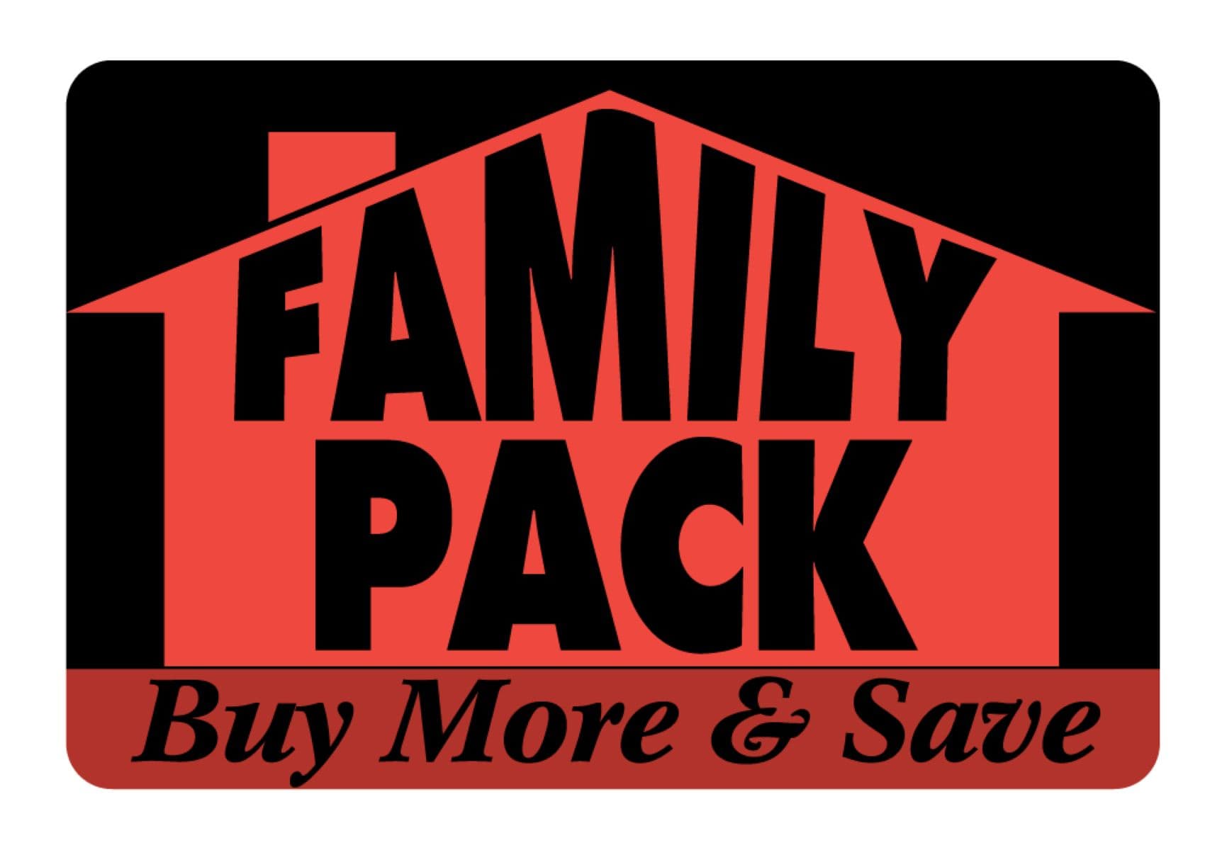 Family Pack Meat Value Family Label Large (LG) 3X2 IN Black Fluorescent Red With House 500 Count/Roll 20 Rolls/Case