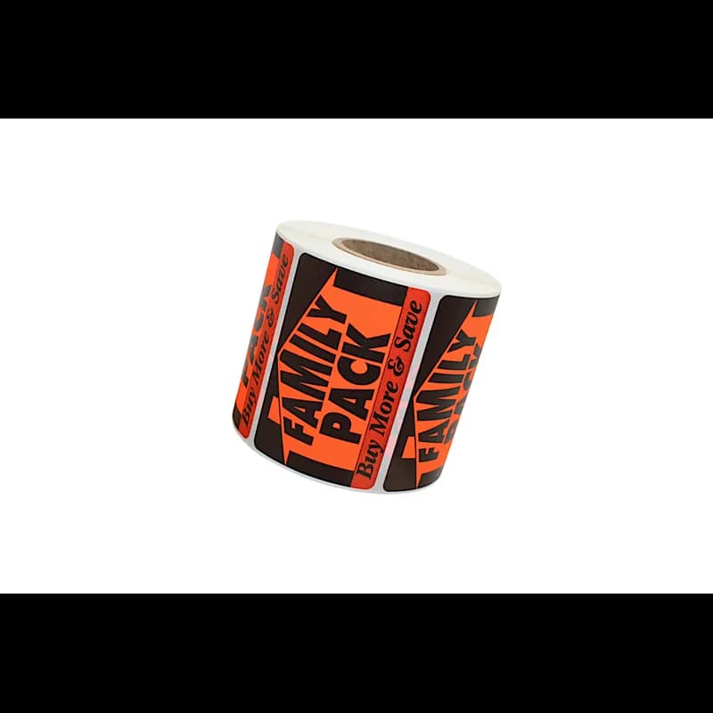 Family Pack Meat Value Family Label Large (LG) 3X2 IN Black Fluorescent Red With House 500 Count/Roll 20 Rolls/Case