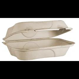 Hoagie & Sub Take-Out Container Hinged With Dome Lid 9.2X6.4X3.1 IN Pulp Fiber Kraft Rectangle 500/Case