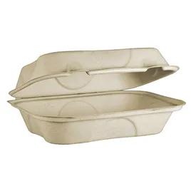 Hoagie & Sub Take-Out Container Hinged With Dome Lid 9.2X6.4X3.1 IN Pulp Fiber Kraft Rectangle 500/Case