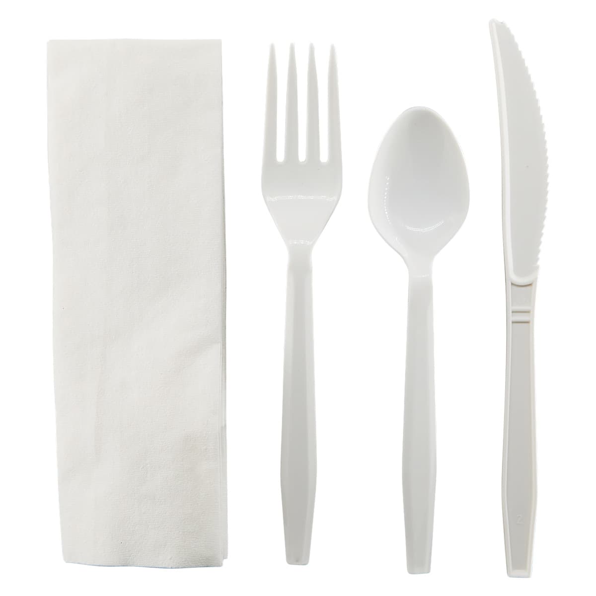 WNA 4PC Cutlery Kit White Heavy Duty With Napkin,Fork,Knife,Teaspoon 250/Case