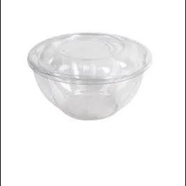 Salad Bowl & Lid Combo With Dome Lid 32 OZ PLA Clear Round Unhinged 150/Case