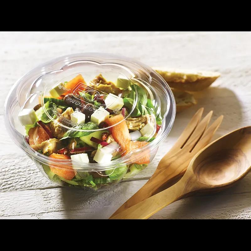 Salad Bowl & Lid Combo With Dome Lid 32 OZ PLA Clear Round Unhinged 150/Case