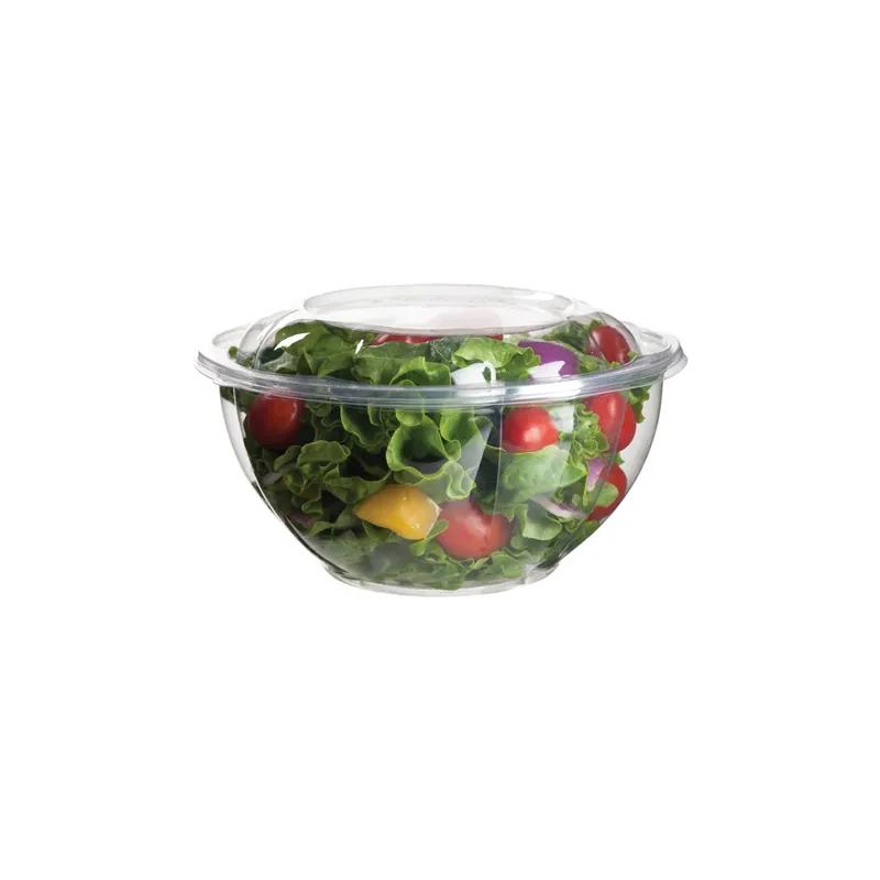 Salad Bowl & Lid Combo With Dome Lid 32 OZ PLA Clear Round Unhinged 150/Case