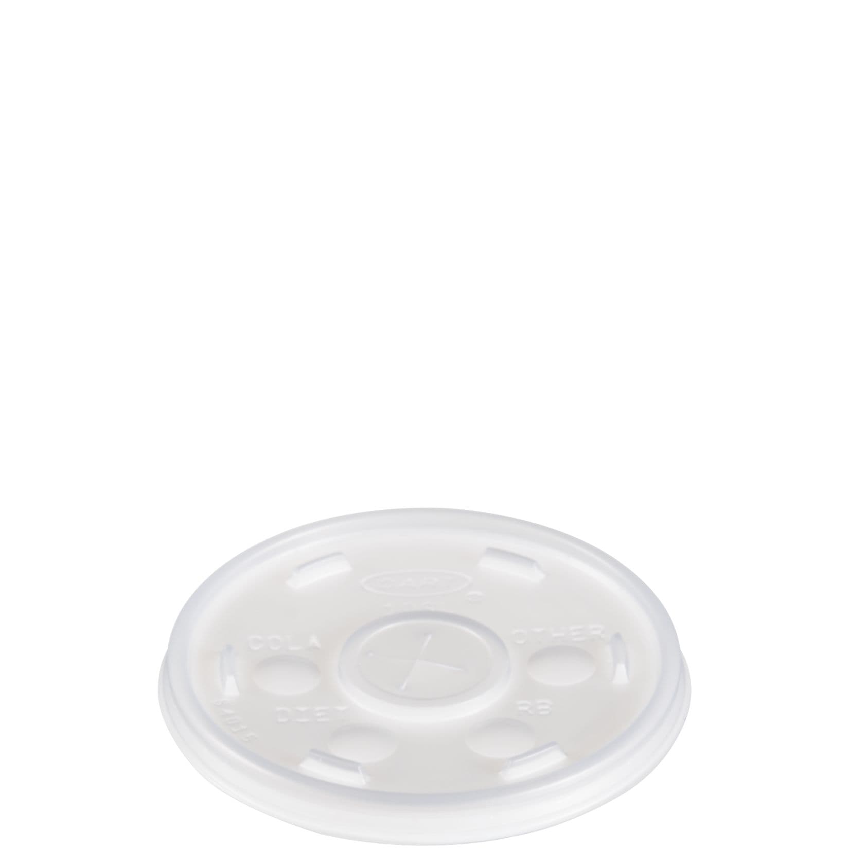 Dart® Lid Flat 3.5X0.3 IN HIPS Translucent For 10 OZ Cold Cup Identification With Hole 100 Count/Pack 10 Packs/Case
