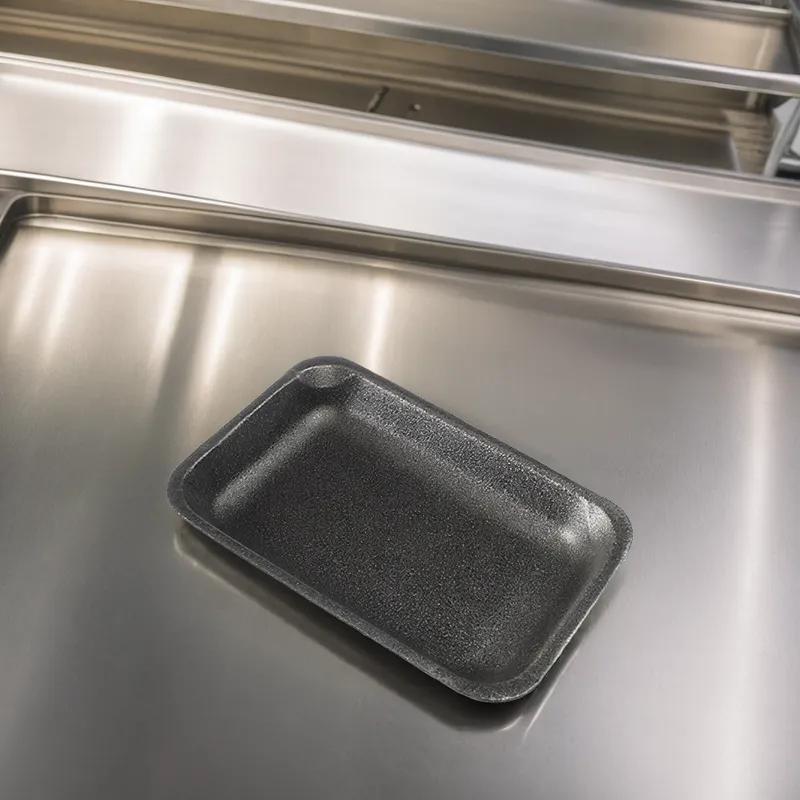 2PP Meat Tray 8.375X5.375X1 IN Polystyrene Foam Black Rectangle Heavy 400/Case