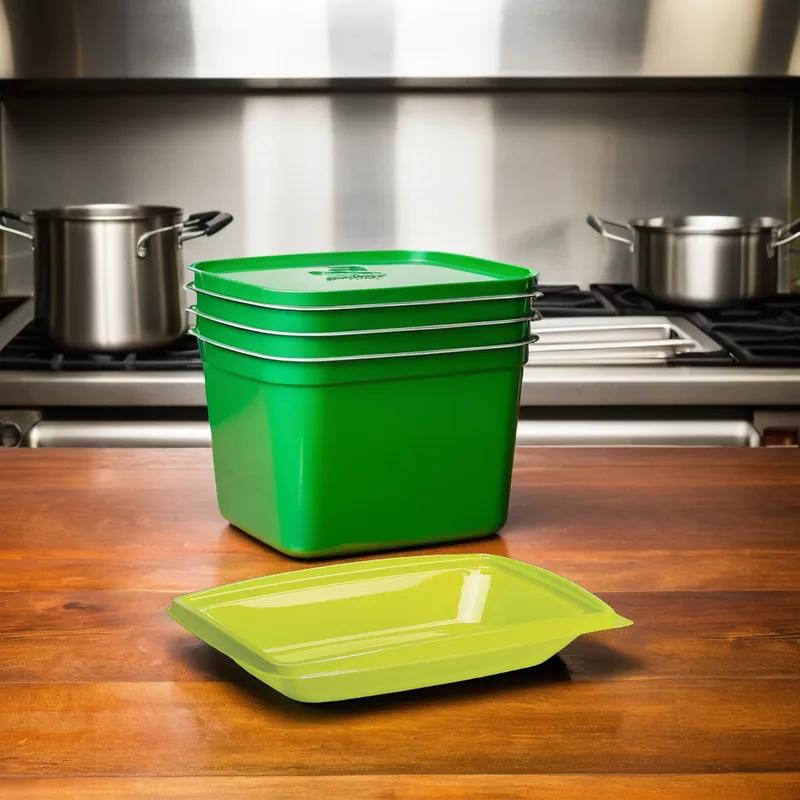 The BOTTLEBOX ® Take-Out Container Base 10.25X7.25X1.75 IN RPET Green Rectangle 400/Case