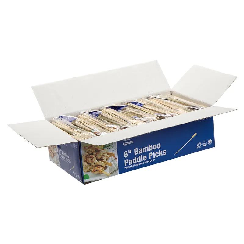 Food Skewer Paddle Pick 6 IN Bamboo Assorted Brown 1000/Case