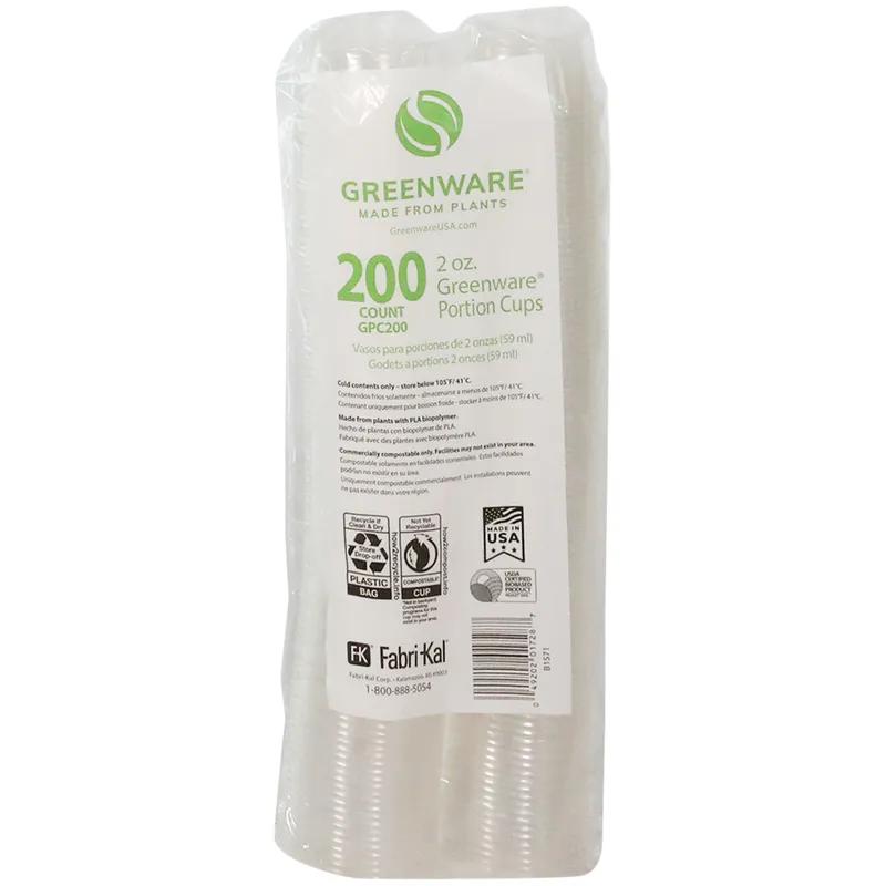 Greenware® Souffle & Portion Cup 2 OZ PLA Clear 2000 Count/Case