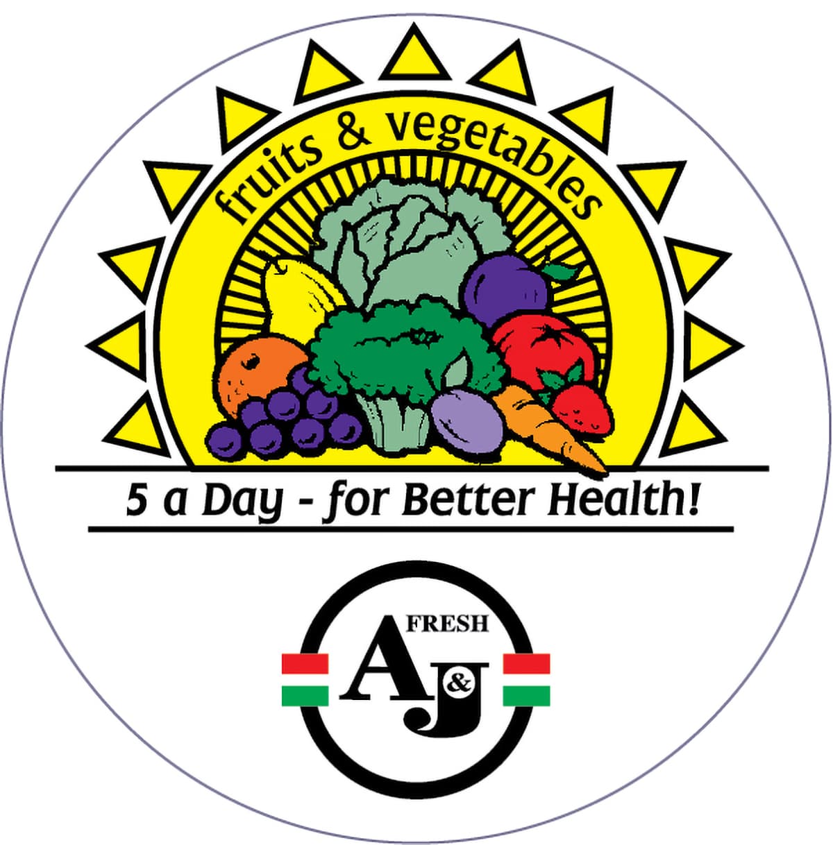 5 A Day Fruit & Vegetable Label Round 500/Roll