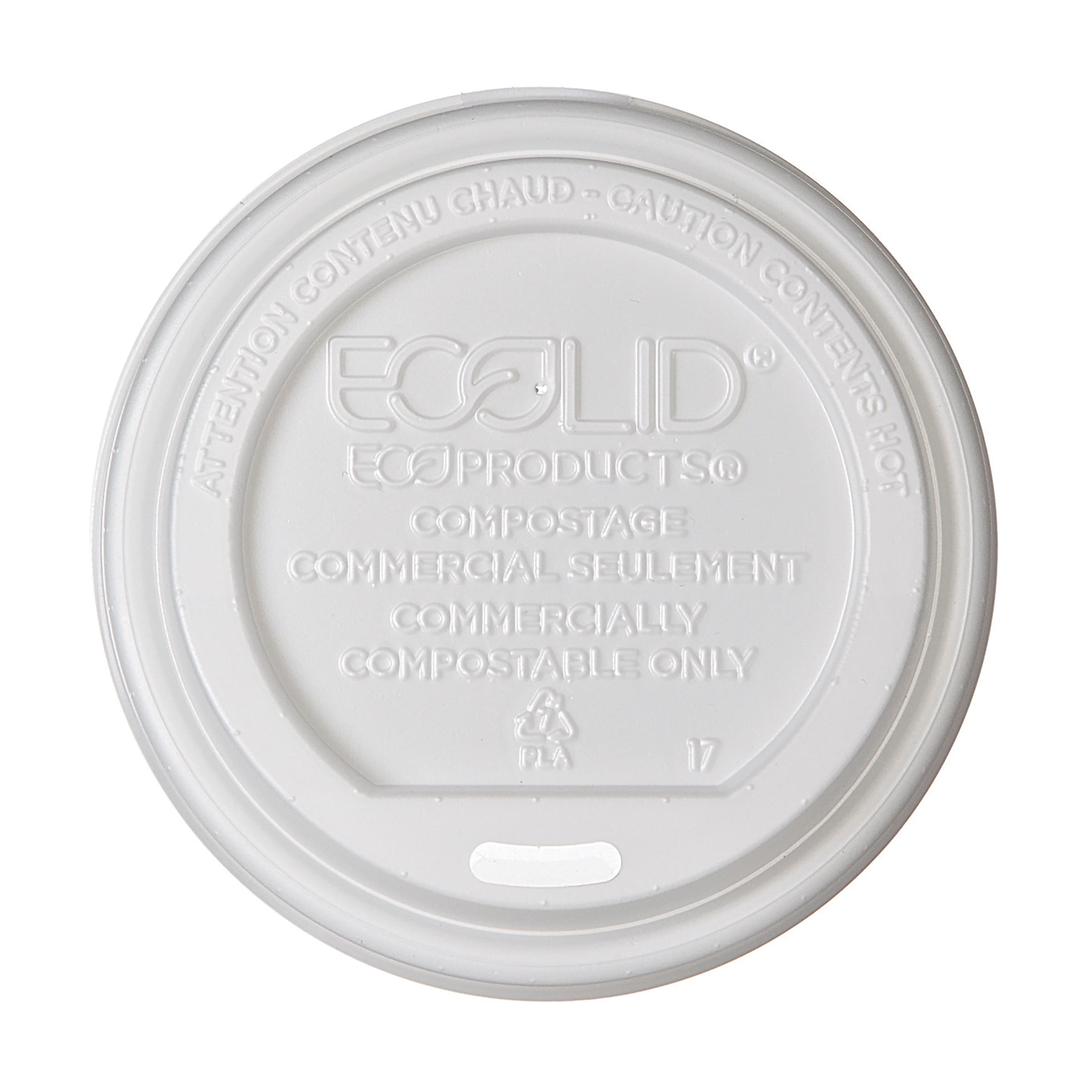 World Art Lid Flat PLA White For 8 OZ Hot Cup Sip Through 800/Case