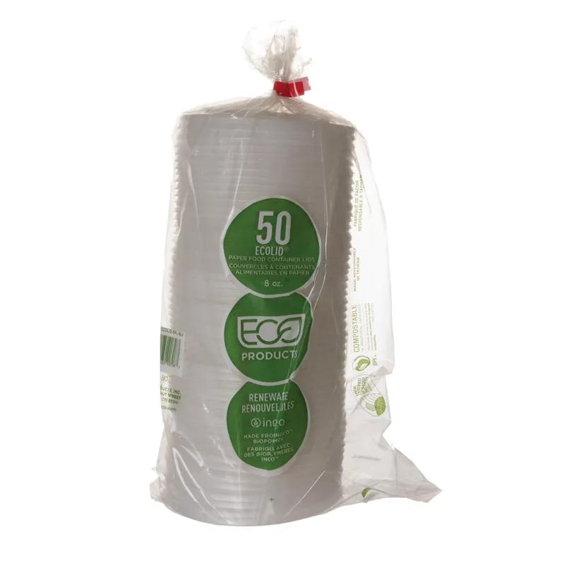 World Art Lid Flat PLA White For 8 OZ Hot Cup Sip Through 800/Case