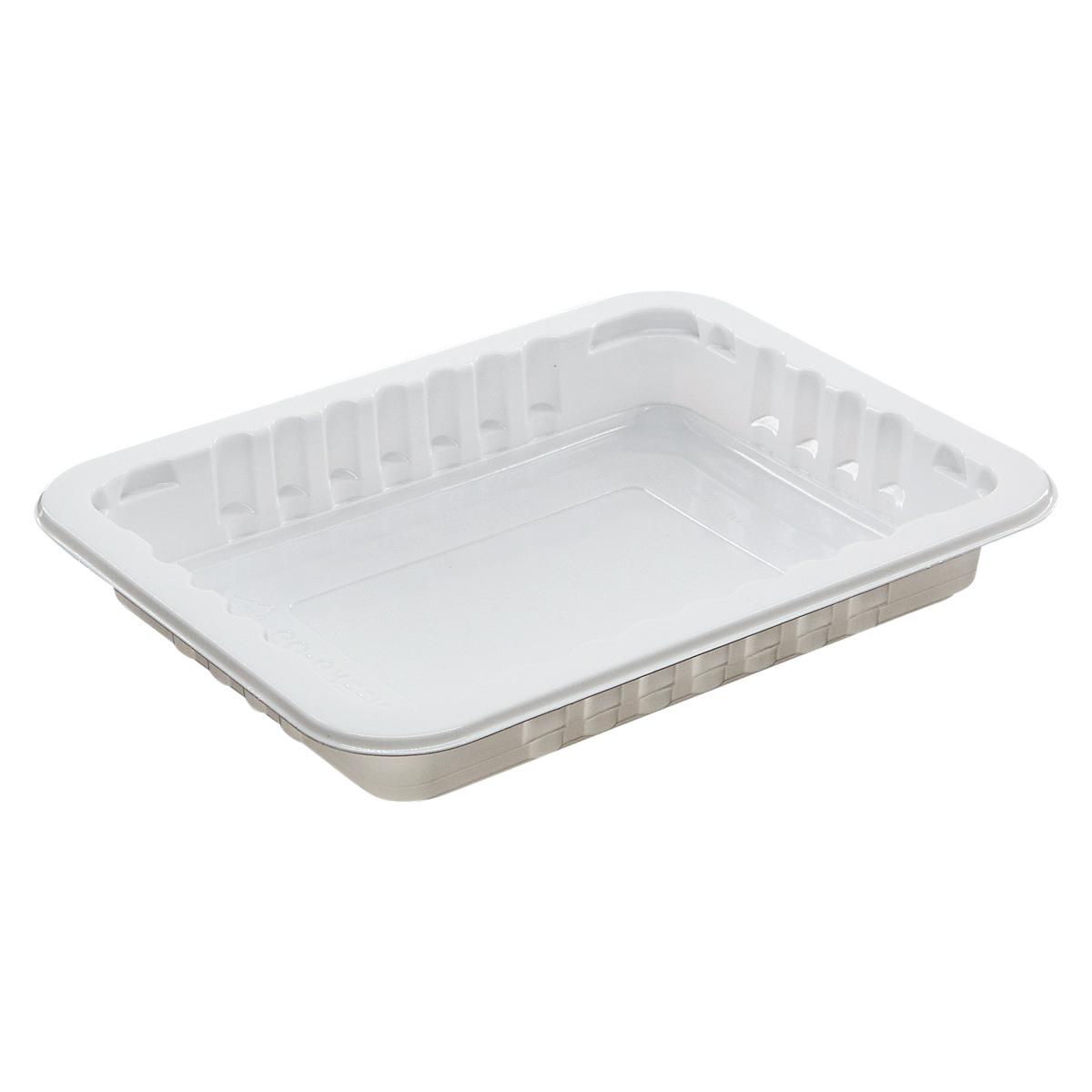 Meat Tray 8.75X6.72X1.2 IN 1 Compartment PP White Rectangle High Barrier 4200/Skid