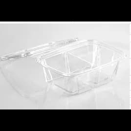 Deli Container Hinged 24 OZ 2 Compartment PET Clear Rectangle 240/Case
