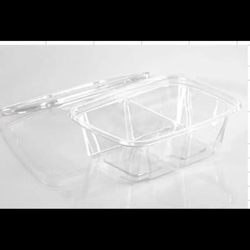 Deli Container Hinged 24 OZ 2 Compartment PET Clear Rectangle 240/Case