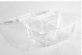 Deli Container Hinged 24 OZ 2 Compartment PET Clear Rectangle 240/Case