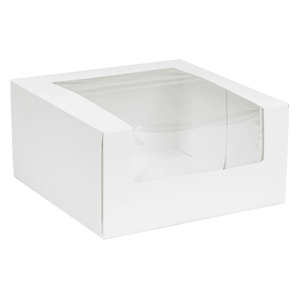 Cake Box 10X10X5 IN SBS Paperboard White With Window 100/Case